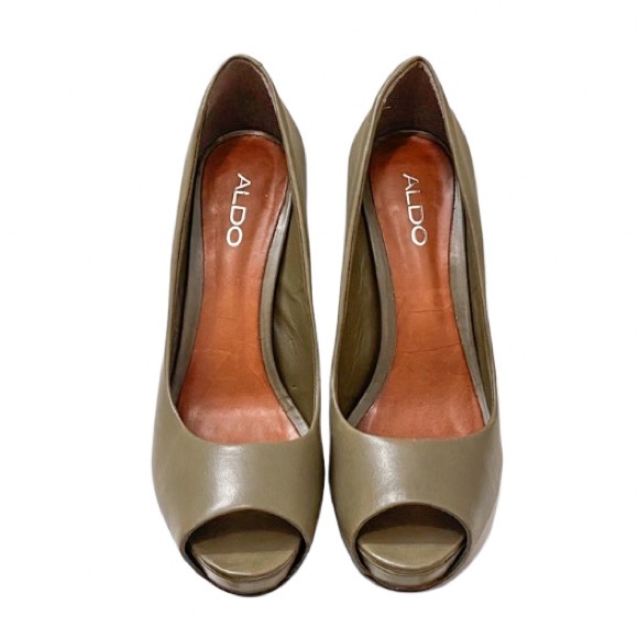 Aldo Green Leather Open Toe Pumps - Picture 5 of 5